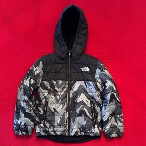 The North Face Black and Gray Camouflage Jacket